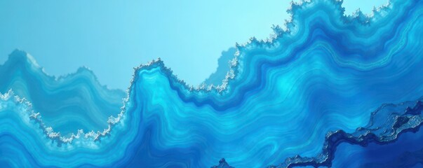 Wall Mural - Swirling light blue agate, translucent wave pattern, blue, detail, smooth