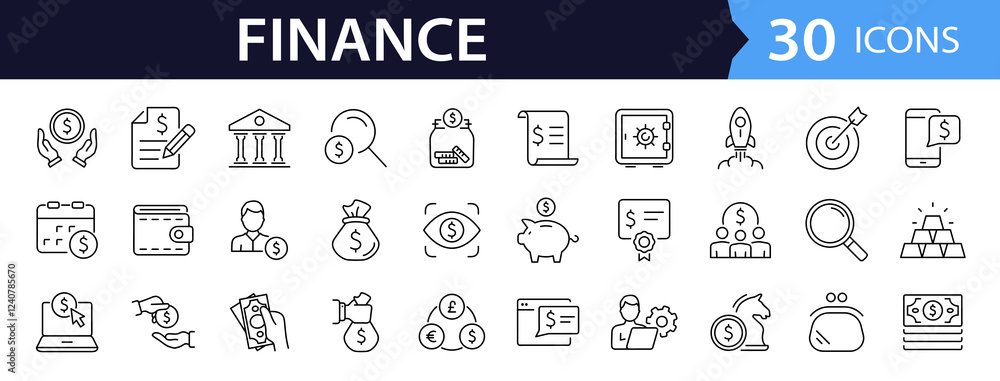 Finance set of web icons in line style. Money and Payment icons for web ...