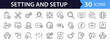 © SMUX - Settings and setup set of web icons in line style. Setup icons for web and mobile app. Settings, installation, maintenance, update, download, configuration, options, control. Vector illustration