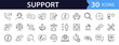 © SMUX - Customer Service and Support set of web icons in line style. Support and Help icons for web and mobile app. Online assistance, email, customer service, contact, help, helpdesk, feedback, 24 hrs