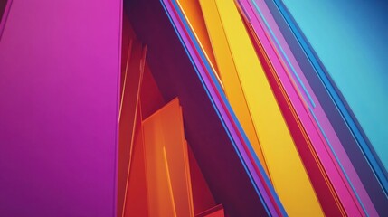 Wall Mural - vibrant abstract lines in bright colors of orange, pink and blue