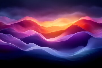 Wall Mural - Abstract Colorful Mountainscape Digital Art