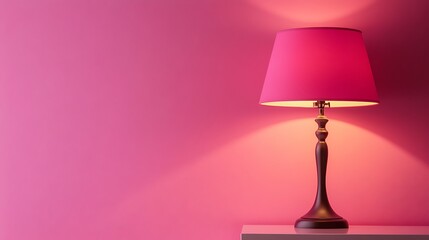 Poster - Pink lamp illuminating a pink wall.