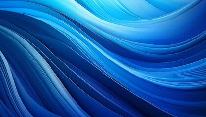 Poster - vibrant blue background with dynamic gradient waves of different shades of blue creating a refreshin