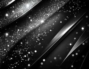 Poster - black glitter background with silver sparkling highlights