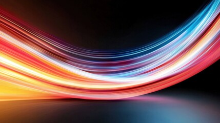 Wall Mural - dynamic and colorful motion flow of light waves on a dark background for abstract designs and modern