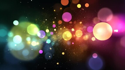 Wall Mural - Vibrant colorful light orbs in dynamic motion against a dark background