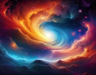Wall Mural - colorful nebula cloud swirling with mesmerizing vortex in the vast expanse of space background for w