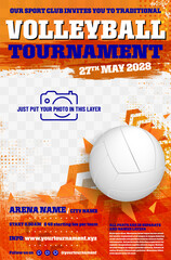 Wall Mural - volleyball tournament poster template with ball
