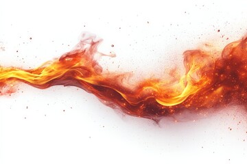 Poster - Dynamic flow of vibrant orange and red flames against a white background showcasing the beauty of fire's movement