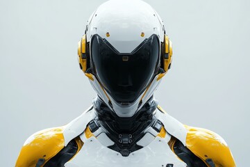 Aufkleber - Futuristic robot with sleek design showcasing advanced technology and industrial aesthetics in a minimalist setting
