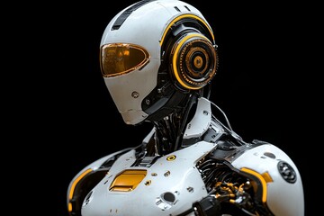 Aufkleber - Futuristic humanoid robot with sleek design showcasing advanced technology elements and mechanical details