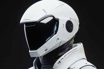 Aufkleber - Futuristic white helmet design showcasing advanced technology and innovative features in a sleek, modern style