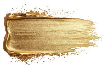 Aufkleber - Metallic gold paint stroke with fine glitter particles creating a luxurious and shiny appearance on a white background