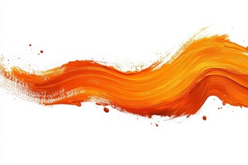 Poster - Bright orange paint stroke creating a vibrant abstract design on a white canvas background