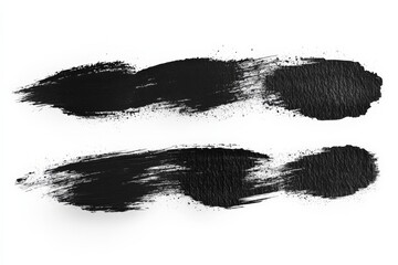 Poster - Artistic black brush strokes on white background showcasing texture and fluidity in design and creativity