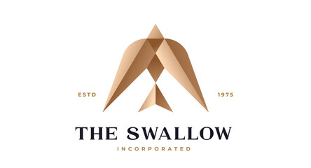 Canvas Print - bird label, sign, logo swallow or gold martin, brand. logo gold bird, template swallow sign, wild fl