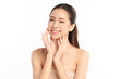 © kitthanes  - Beautiful young asian woman with clean fresh skin on white background, Face care, Facial treatment, Cosmetology, beauty and spa, Asian women portrait.