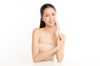 © kitthanes  - Beautiful young asian woman with clean fresh skin on white background, Face care, Facial treatment, Cosmetology, beauty and spa, Asian women portrait.