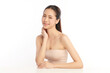© kitthanes  - Beautiful young asian woman with clean fresh skin on white background, Face care, Facial treatment, Cosmetology, beauty and spa, Asian women portrait.