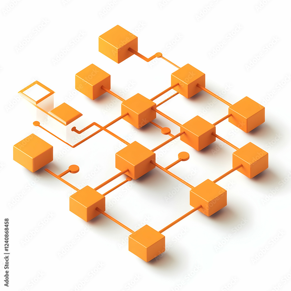 *A simple orange network diagram with blocks connected by lines on a ...