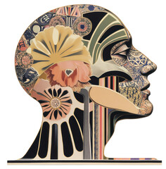 Wall Mural - PNG Human head art patterns modern.