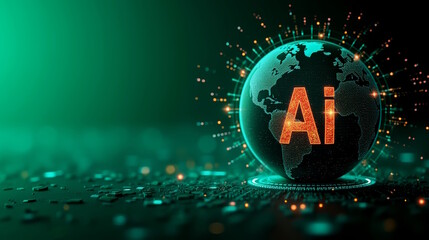 AI abstract digital background with globe