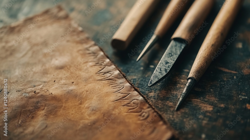 Tools used for bookbinding and engraving. Craftsmanship reflects a deep ...