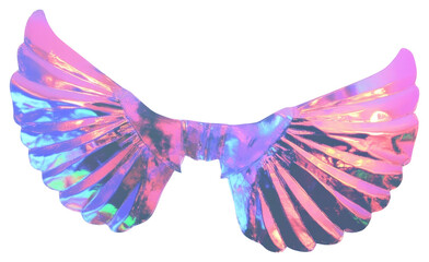 Poster - PNG Chrome y2k wings accessories iridescent decoration.