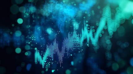 futuristic digital financial data visualization with glowing graphs, numbers, and abstract technolog