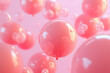 © shoukat - Pink balloons floating against a pink background. Abstract, minimalist concept. A banner with copy space, soft lighting, and ultra-realistic photography. High resolution.