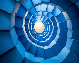 Canvas Print - Blue spiral structure, light at the end, abstract background, design concept