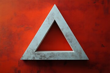 Wall Mural - White triangle shelf against red textured wall