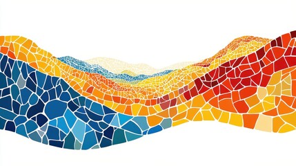 Wall Mural - colorful mosaic design with vibrant patterns on white background