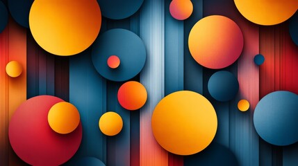 Canvas Print - abstract colorful circles and stripes background.
