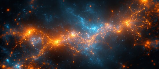 Wall Mural - Stunning Cosmic Nebula with Vibrant Orange and Blue Colors in Deep Space Captured in High Resolution for Astronomy and Science Enthusiasts