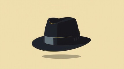 Wall Mural - stylish vector illustration of a classic hat silhouette on a simple background for creative projects