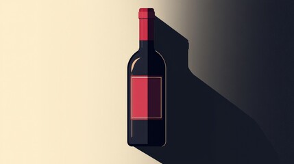 Wall Mural - simple vector silhouette illustration of a bottle with shadow effect on a light background