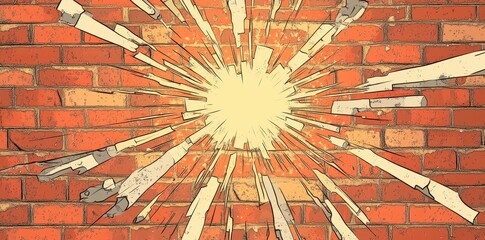 Poster - Exploding Brick Wall Graphic Design Image