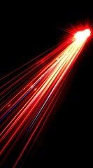 Wall Mural - Abstract vibrant light beam emanating from a central bright point, radiating streaks of red, orange, yellow, and blue light against a completely