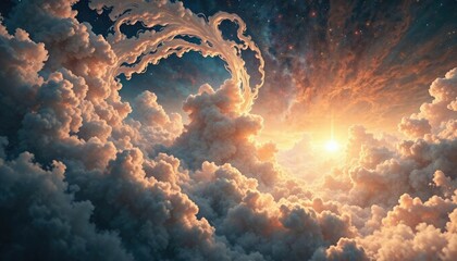swirling clouds of gas and dust in a distant star-forming region, nebula, astronomy, galaxy