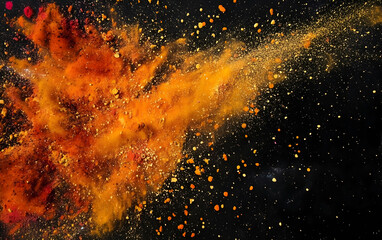 Wall Mural - colorful powder explosion on a dark background, an explosion of color in the air,