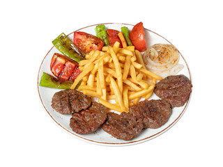 Wall Mural - french fries with ketchup and kofta