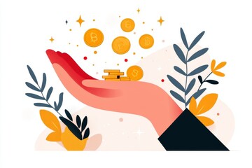 Poster - A flat, modern design of an outstretched hand with no coins dropping into it, symbolizing financial struggle, using a soft gradient and clean typography