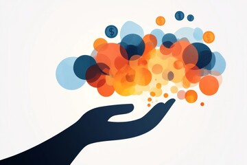Poster - A flat, modern design of an outstretched hand with no coins dropping into it, symbolizing financial struggle, using a soft gradient and clean typography