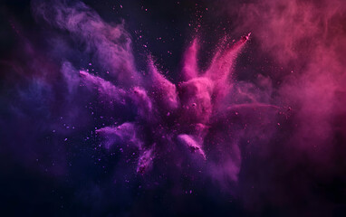Wall Mural - colorful powder explosion on a dark background, holi festival concept