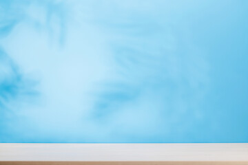 Aufkleber - Template with empty table and wall with natural plant shadow and sunny glare