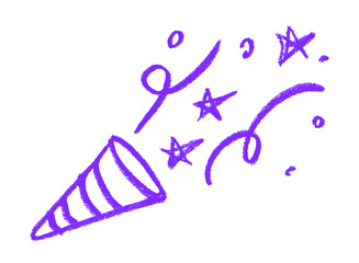 Wall Mural - party popper party birthday related icon crayon chalk drawing vector