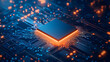 © sornram - A close-up of a microprocessor illuminated by vibrant colors, showcasing intricate circuit designs and technology.
