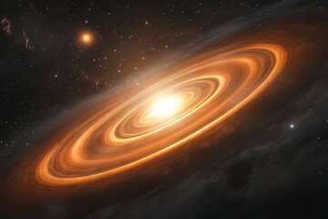 Wall Mural - deep space vista featuring massive gas giant with glowing rings orbiting distant binary stars